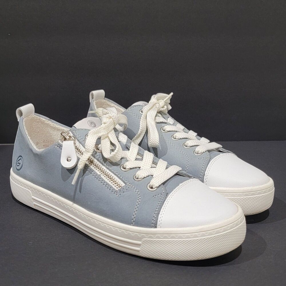 Remonte Lace Up Zip Women’s Sneakers Azur White Size 10 Trainers Shoes DO917-10
